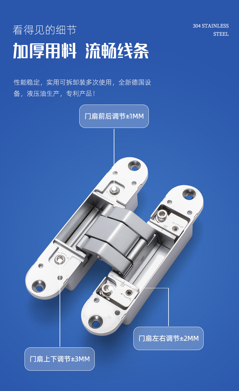 三維隱藏可調(diào)鉸鏈背景墻木門房門十字暗門暗藏隔音門隱形疊門合頁